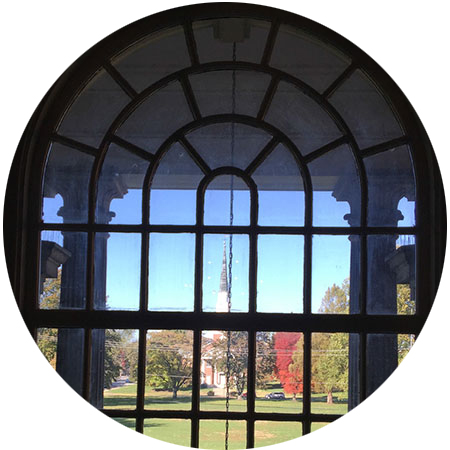 View of Annie Merner Chapel from Pfiffer Library